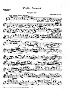 Violin Concerto in G Major: parte Solo by Siegfried Wagner