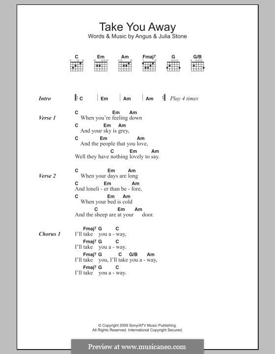 Take You Away: Letras e Acordes by Angus Stone, Julia Stone