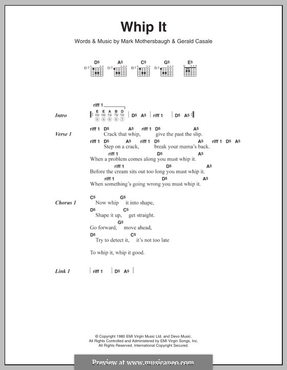 Whip It (Devo): Letras e Acordes by Gerald Casale, Mark Mothersbaugh