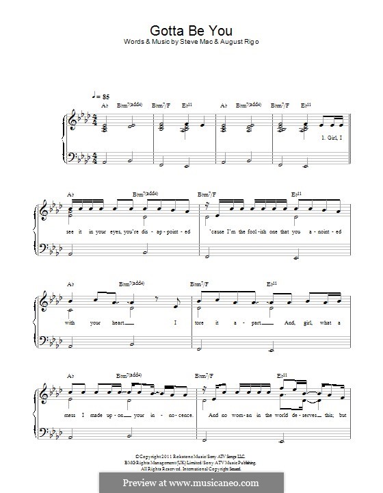 Gotta Be You (One Direction): Para Piano by August Rigo, Steve Mac