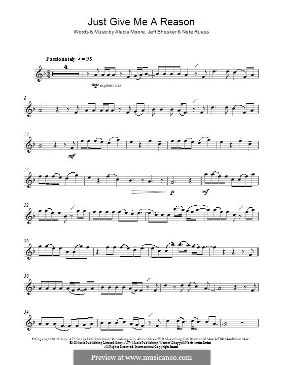 Just Give Me a Reason (Pink): para Saxofone Alto by Alecia Moore, Jeff Bhasker, Nathaniel Ruess