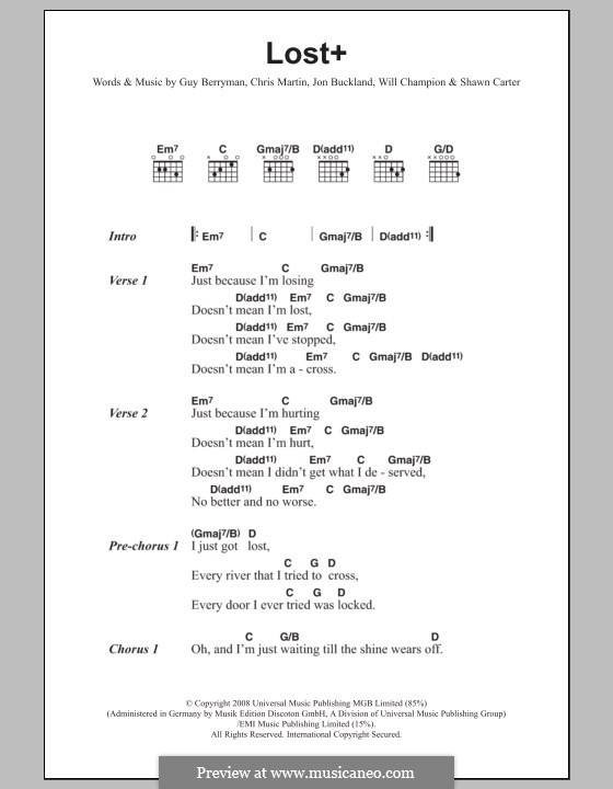 Lost+ (Coldplay feat. Jay-Z): Letras e Acordes by Chris Martin, Guy Berryman, Jonny Buckland, Jay-Z, Will Champion