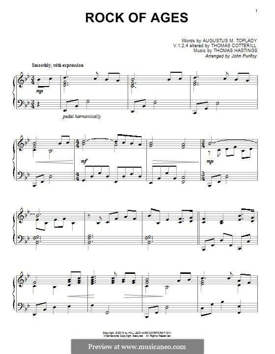 Rock of Ages: Para Piano by Thomas Hastings