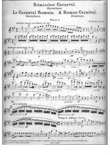 Le Carnaval Romain. Overture, H.95 Op.9: flauta parte I by Hector Berlioz