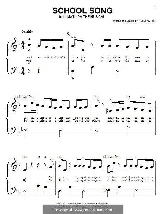 School Song (from Matilda the Musical) por T. Minchin em músicaNeo