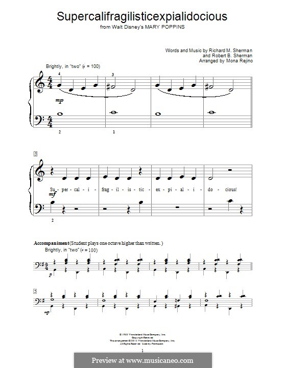 Supercalifragilisticexpialidocious (from Mary Poppins), for Piano: para um único musico (Editado por H. Bulow) by Richard M. Sherman, Robert B. Sherman