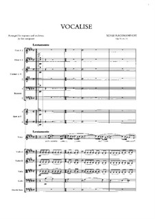 Vocalise, Op.34 No.14: For solo and symphonic orchestra by Sergei Rachmaninoff