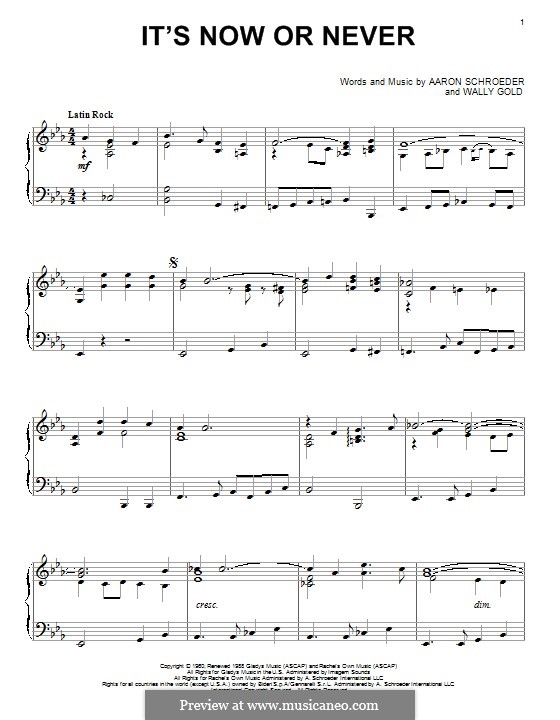 It's Now or Never (Elvis Presley): Para Piano by Eduardo di Capua, Aaron Schroeder, Wally Gold