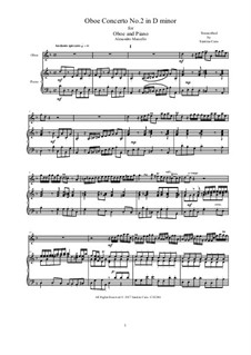 Concerto for Oboe and Stings in D Minor, Op.2: versão para flauta e piano, AMCStr212 by Alessandro Marcello