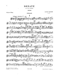 Sonata for Violin and Piano in G Minor, Op.23: Parte de solo by Louis Vierne