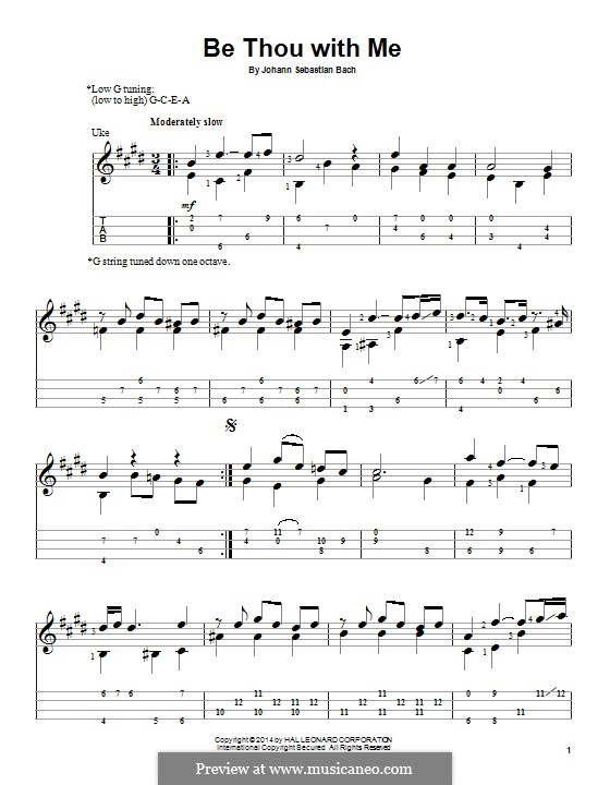 No.25 Bist du bei mir (You Are with Me), Printable scores, BWV 508: para ukulele by Johann Sebastian Bach