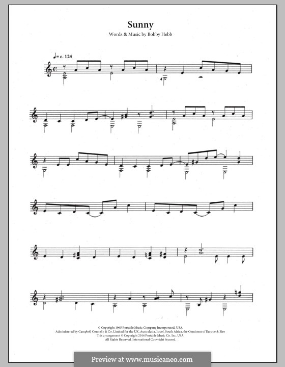 Sunny: Para guitarra com guia by Bobby Hebb
