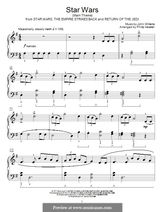 Star Wars (Main Theme): Para Piano by John Williams