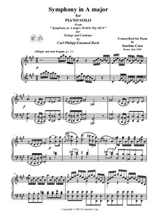 Six Symphonies, Wq 182: Symphony No.4 in A Major -piano version, H 660 by Carl Philipp Emanuel Bach
