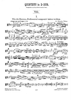 String Quintet in D Major: parte viola by Joseph Miroslav Weber
