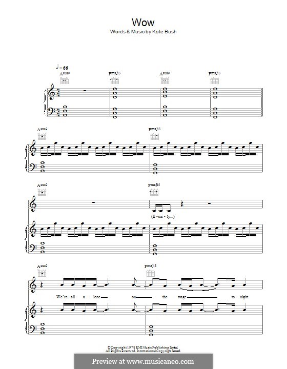 Wow: Para vocais e piano (ou Guitarra) by Kate Bush