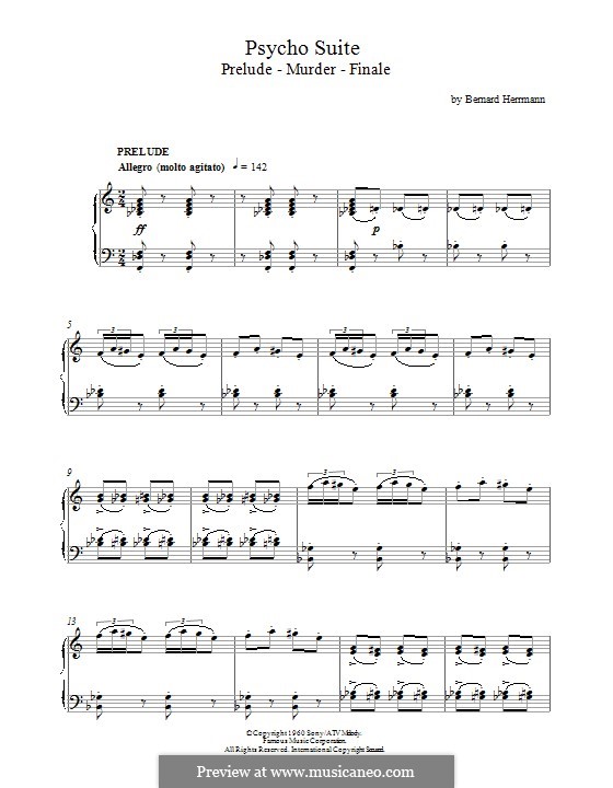 The Murder from Psycho: Para Piano by Bernard Herrmann