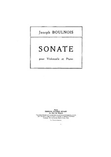 Sonata for Cello and Piano in G Minor: partitura by Joseph Boulnois