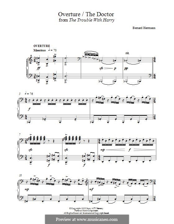 Overture/The Doctor from the Trouble with Harry: Para Piano by Bernard Herrmann
