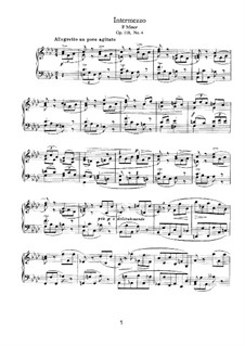Six Pieces, Op.118: No.4 Intermezzo in F Minor by Johannes Brahms