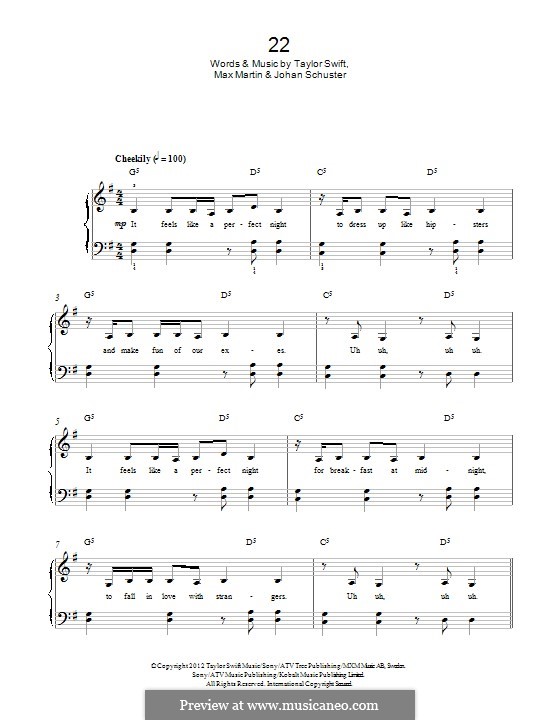 22: Para Piano by Taylor Swift