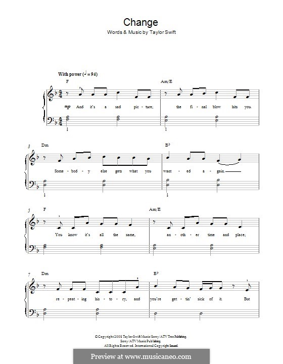 Change: Para Piano by Taylor Swift