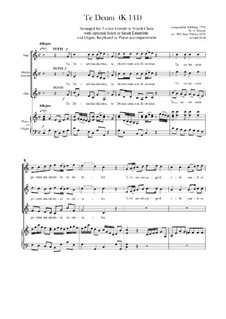 Te Deum in C Major, K.141: For SSA and keyboard by Wolfgang Amadeus Mozart