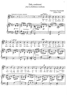 La Stellidaura vendicata. Deh, rendetemi: For mezzo-soprano and piano by Francesco Provenzale