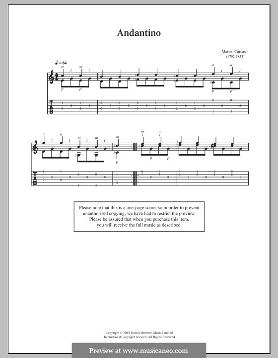 Andantino in C Major: Para Guitarra by Matteo Carcassi