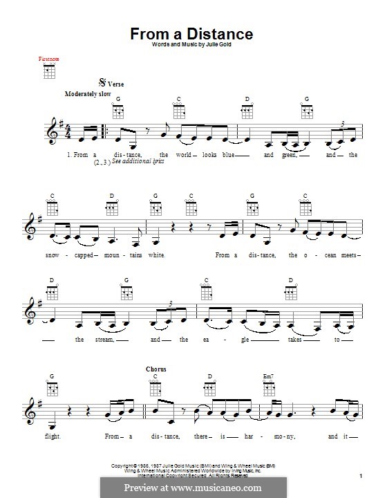 From a Distance: para ukulele by Julie Gold