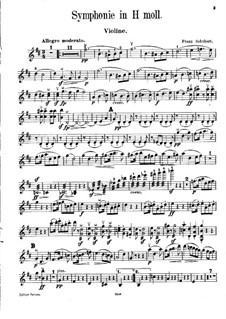 Symphony No.8 in B Minor 'Unfinished', D.759: arranjo para violino e piano - parte solo by Franz Schubert