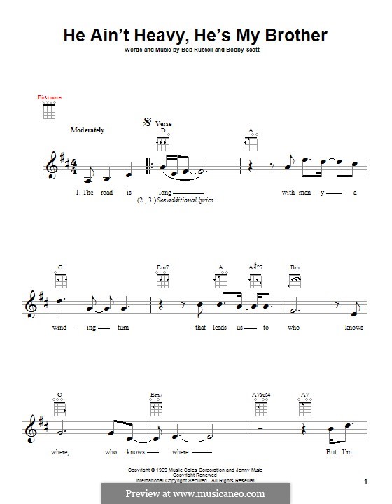 He Ain't Heavy, He's My Brother: para ukulele by Bobby Scott