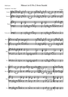No.7 Minuet in G Major, BWV Anh.116: For piano quartet (from Suzuki) by Johann Sebastian Bach