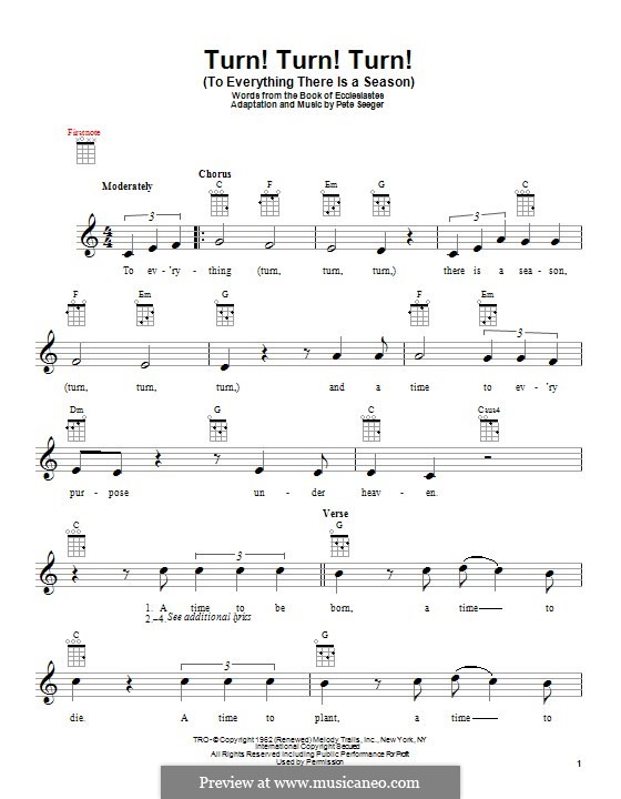 Turn! Turn! Turn! (To Everything There Is a Season): para ukulele by Pete Seeger