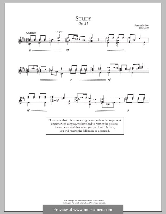 Twenty-Four Progressive Lessons, Op.31: Lesson No.4 by Fernando Sor