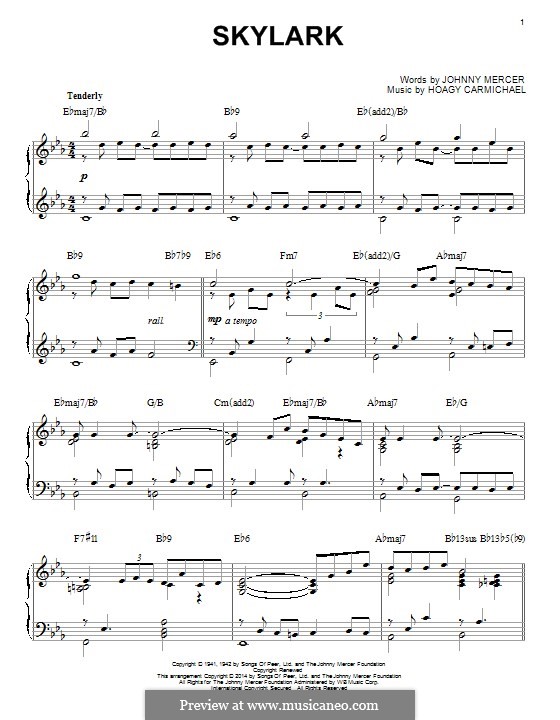 Skylark: For piano (jazz version) by Hoagy Carmichael