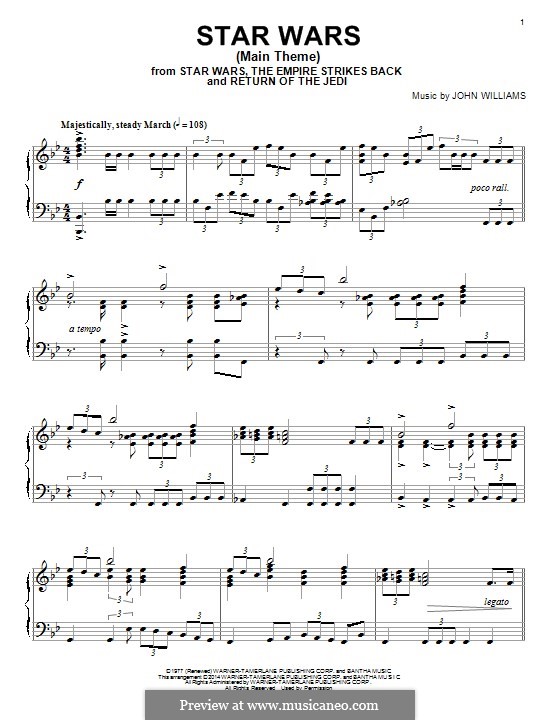Star Wars (Main Theme): Para Piano by John Williams