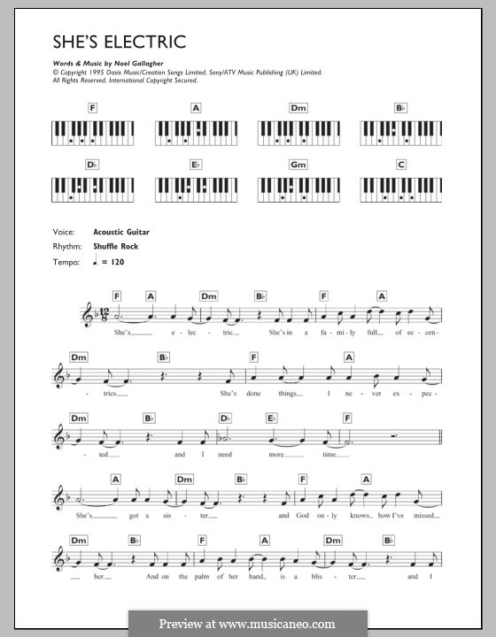 She's Electric (Oasis): para teclado by Noel Gallagher