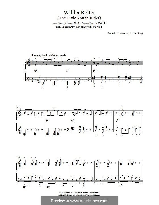 No.8 Wilder Reiter (The Wild Horseman): Para Piano by Robert Schumann