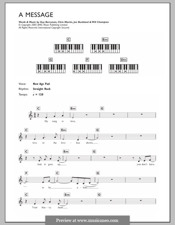 A Message (Coldplay): para teclado by Chris Martin, Guy Berryman, Jonny Buckland, Will Champion