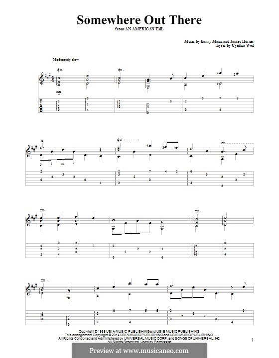 Somewhere Out There (from An American Tail): Para guitarra com guia by Barry Mann, Cynthia Weil, James Horner