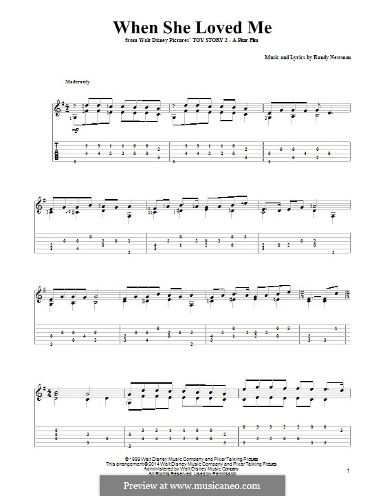 When She Loved Me (from Toy Story 2): Para guitarra com guia by Randy Newman
