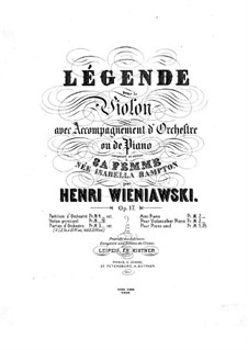 Legend for Violin and Piano, Op.17: Score by Henryk Wieniawski