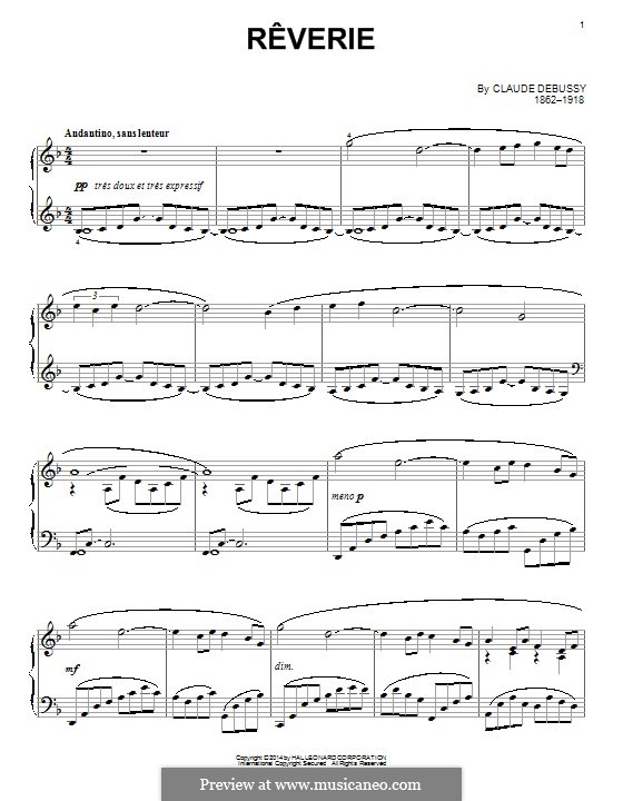 Rêverie, L.68: Para Piano by Claude Debussy