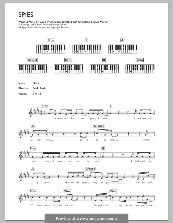 Spies (Coldplay): para teclado by Chris Martin, Guy Berryman, Jonny Buckland, Will Champion