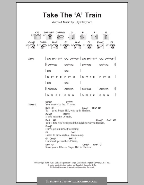 Take the 'A' Train (Duke Ellington): Letras e Acordes by Billy Strayhorn