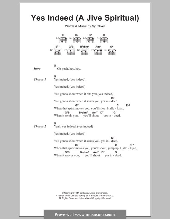 Yes Indeed (Frank Sinatra): Letras e Acordes by Sy Oliver