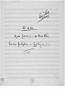 Wo ich bin for Baritone and Piano: Wo ich bin for Baritone and Piano by Ernst Levy