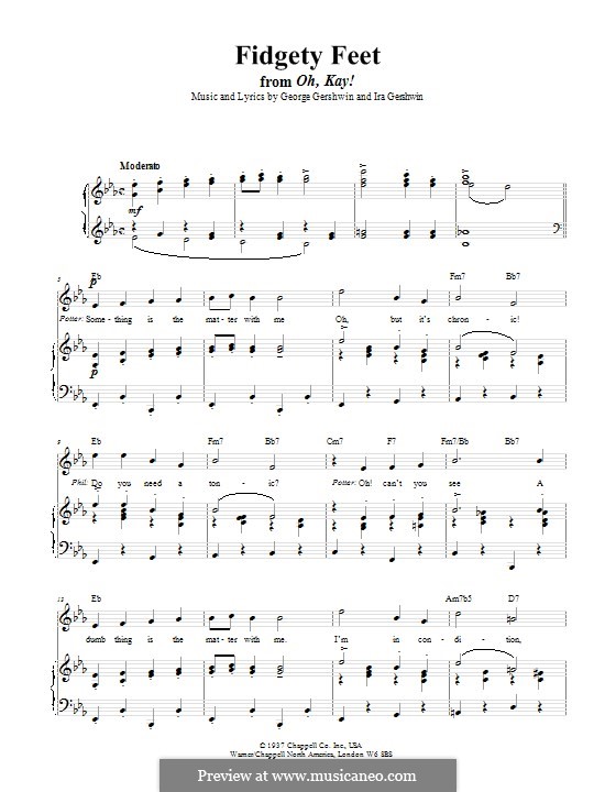 Fidgety Feet: Para vocais e piano (ou Guitarra) by George Gershwin