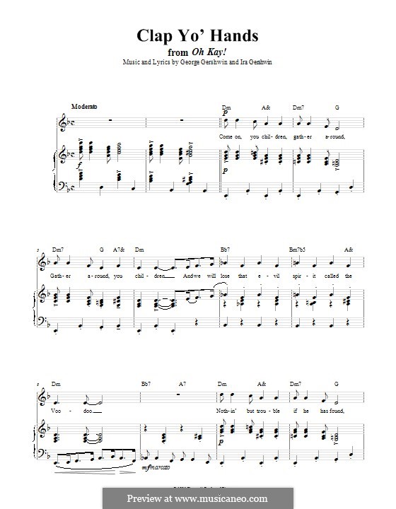 Clap Yo' Hands: Para vocais e piano (ou Guitarra) by George Gershwin